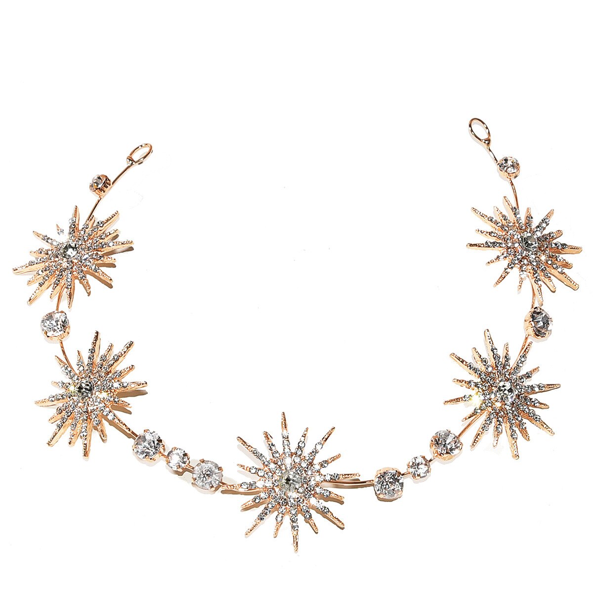 Luxe Bruidshaarsieraden Ster Hoofddeksels Kroon Steentjes Kristallen Hoofdbanden Tiara's Bruiden Meisjes Hoofddeksels Bruiloft Accessoires: Goud-kleur