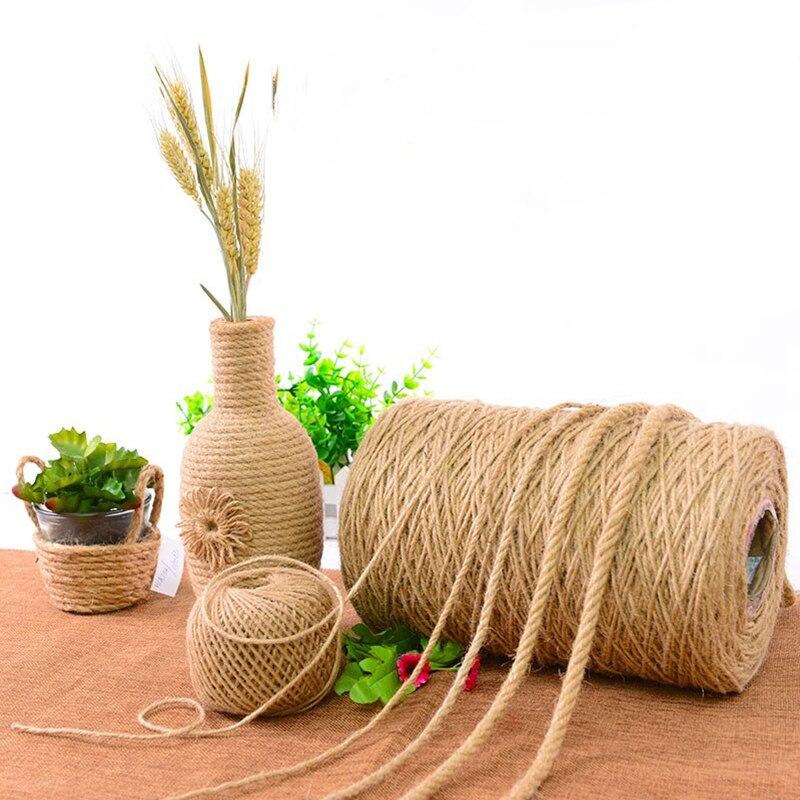 50M hemp rope hemp rope diy handmade rope natural thick hemp rope craft cake decoration label binding rope bag