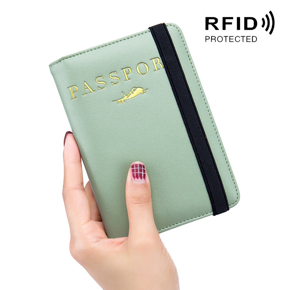 Passeport portefeuille Rfid bloquant en cuir voyage porte-passeport porte-carte couvre pour Document certificat étui unisexe antivol: Bean Green