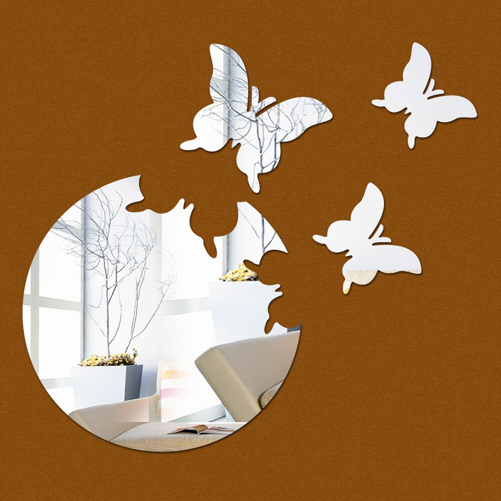 Muursticker, 24 verwijderbare zijden, decoratieve spiegelsticker voor aan de wand