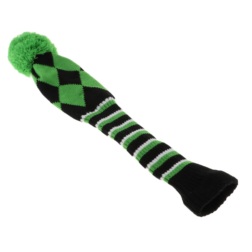 golf kierowcy Headcover długa szyja nakrycie głowy robić gry w golfa Pom Pom golf drewniana osłona głowy-golf świąteczny prezent: zielony rhombus