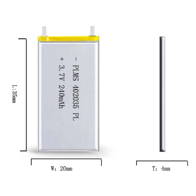 Juguetes pequeños MP3 MP4't a MP5, Baterías de polímero de litio, 3,7, 042035, 402035 mah, 250 V,