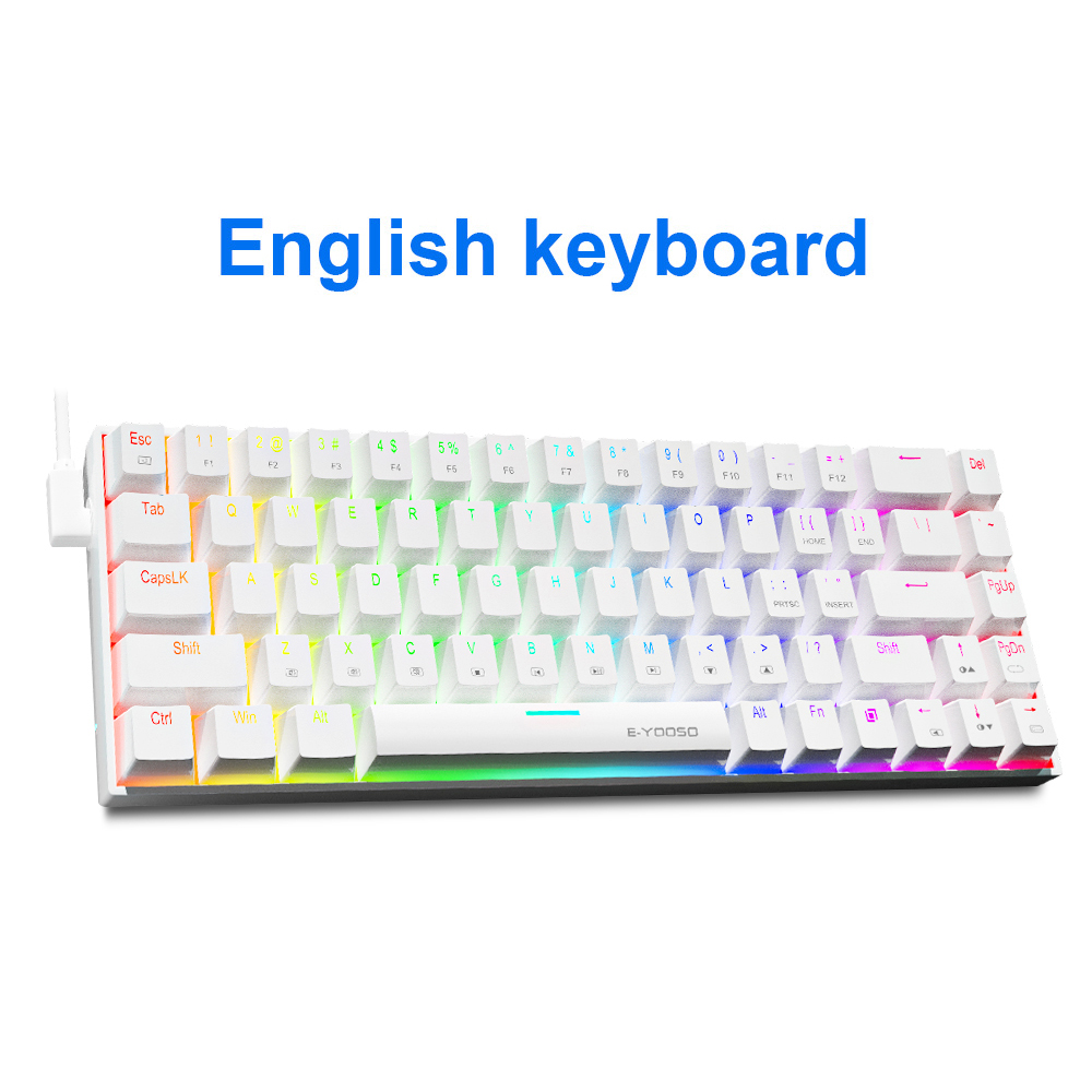 E-YOOSO Z686 RGB USB 60% Mini clavier filaire de jeu mécanique mince commutateur rouge 68 touches Gamer pour ordinateur portable: Olive