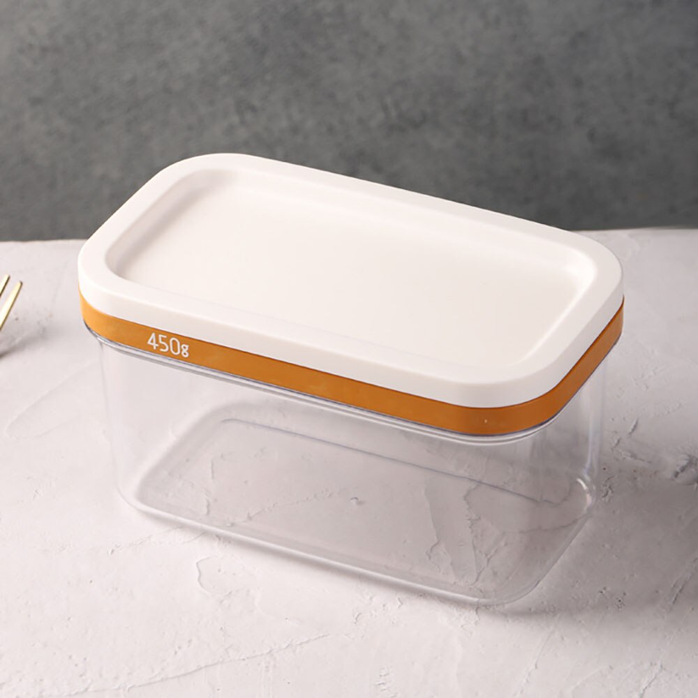 Smørskærer rustfrit stål skiver osteværktøjer glas smørholder container boks multifunktionelt køkken tilbehør: 450g