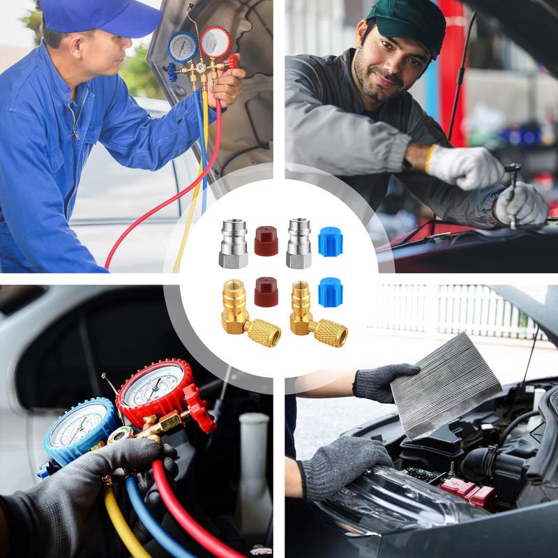 Kit de Adaptadores AC R134A, Acoplador Rápido, Adaptador de Válvula, R12 para R134a, Alta e Baixa Pressão, Ar do carro