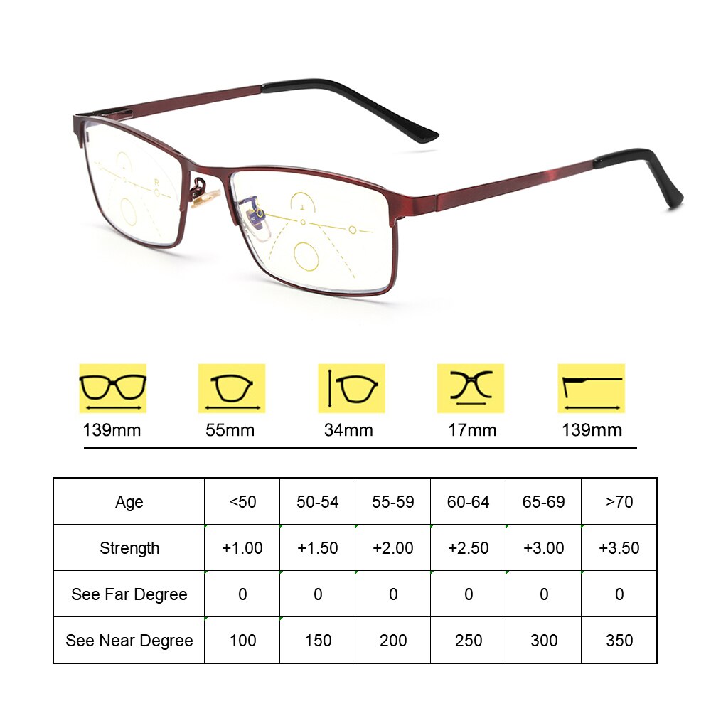 1 pc Unisex Progressive Multifocal Reading Glasses Anti Blue Light Radiation Presbyopia Eyeglasses Adjustable Vision Eyewear