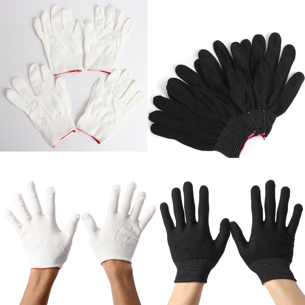 2/4/10 Pairs Antistatische Handschoenen Esd Pc Elektronische Nylon Knit Werken Veiligheid Grip Zwart/Wit