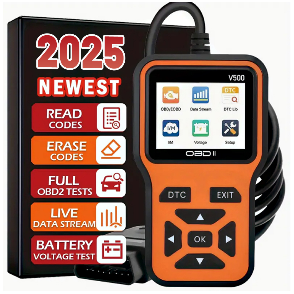 OBD2-scanner V500 - Directe codelezer en spanningscontrole voor volledige systeemdiagnose van OBDII/CAN-voertuigen en foutanalyse van 0s