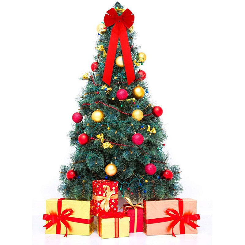 Rouge flanelle noël arcs 10x16 pouces 12 Pack noël guirlande arcs pour arbre de noël guirlande fenêtre mur grands , Indo