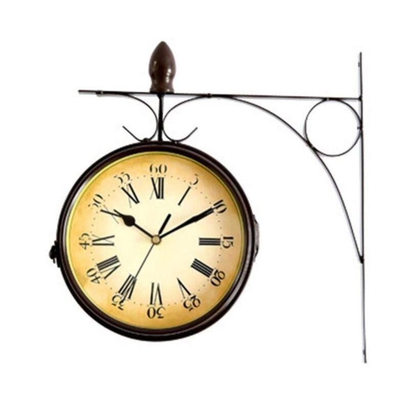 Reloj de pared de doble cara de estilo europeo, relojes clásicos creativos, Monochrom