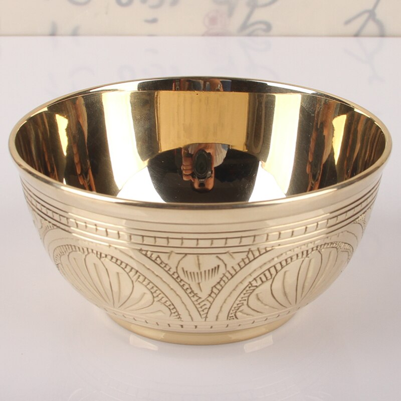 4-5-6 inch copper bowl rice bowl India imported pure copper bowl household tableware set copper chopsticks spoon noodle bowl: Chocolate
