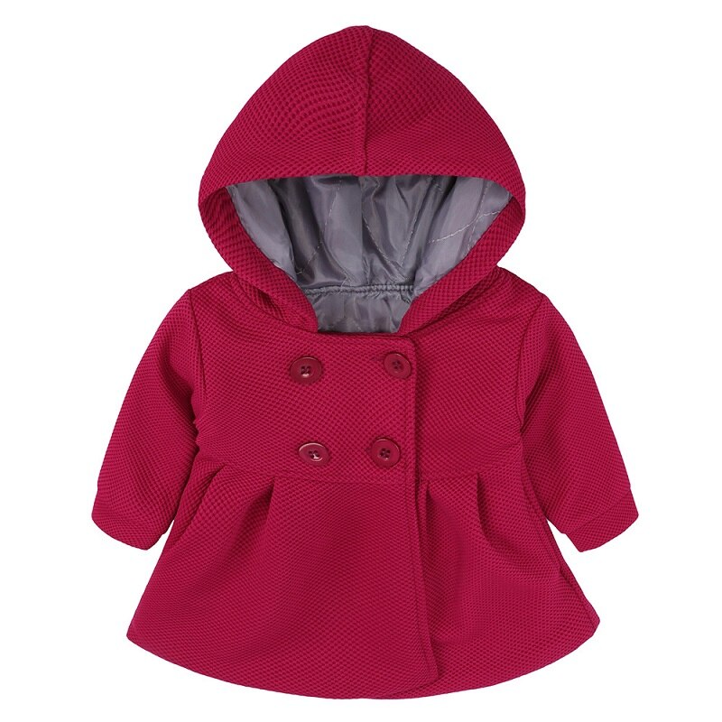 Red Newborn coat Baby Girls Trench Jacket overcoat Hooded Gown Warm Winter Girl Clothes Poncho Girls Outerwear cloak: 2 / 9M