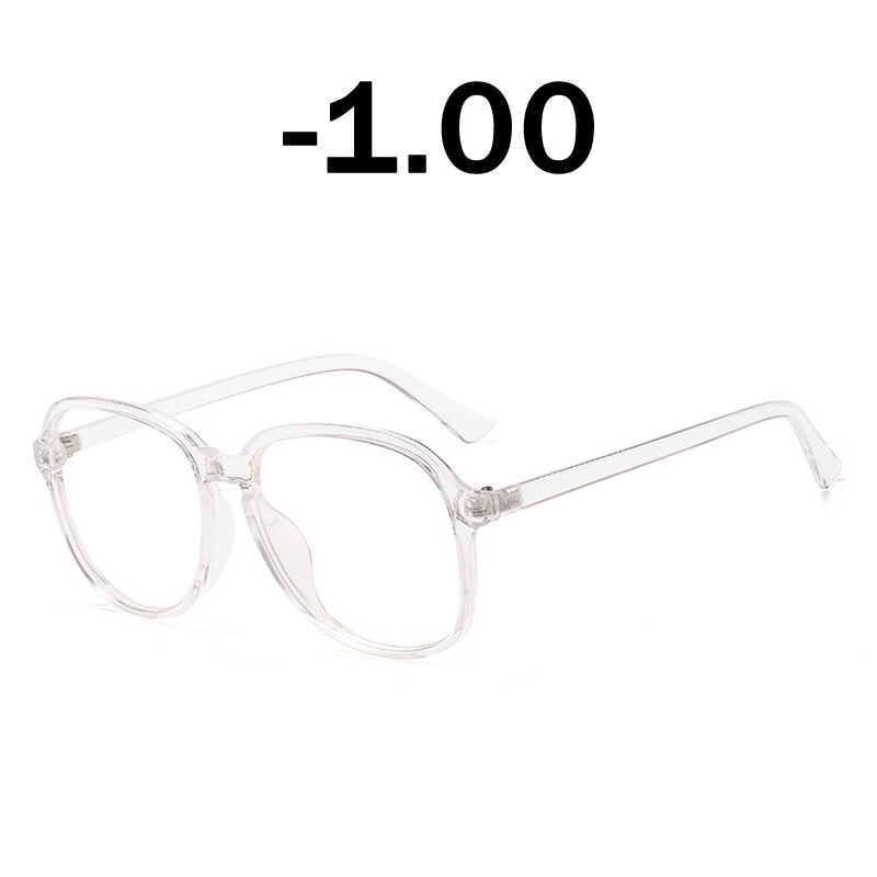 Elbru gennemsigtige runde briller klart stel kvinder brille nærsynethed briller briller stel nørd optiske stel klar: Klar   -1.00