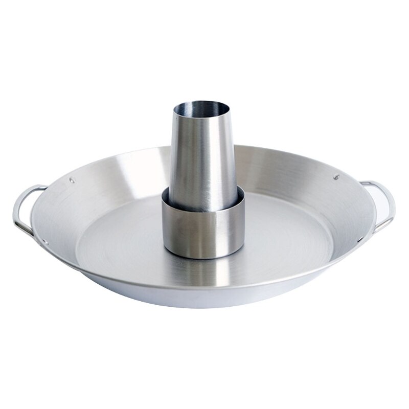 Ronde Gebraden Kip Pan Met Dubbele Handgrepen Turkije Grill Barbecue Beugel Draagbare Roestvrij Staal Bbq Holder Tool Kits