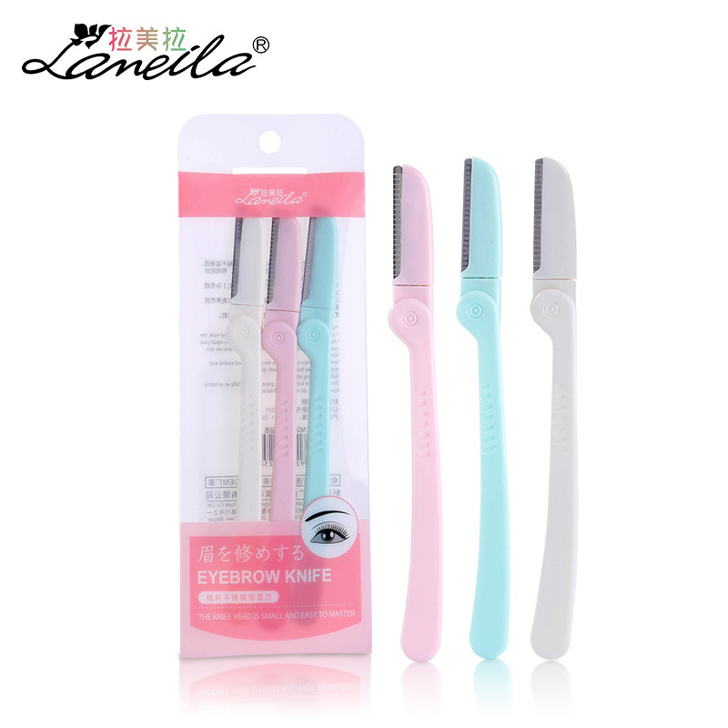 3 unids/set de afeitadora de cejas portátil, herramienta de corte de acero inoxidable: 02