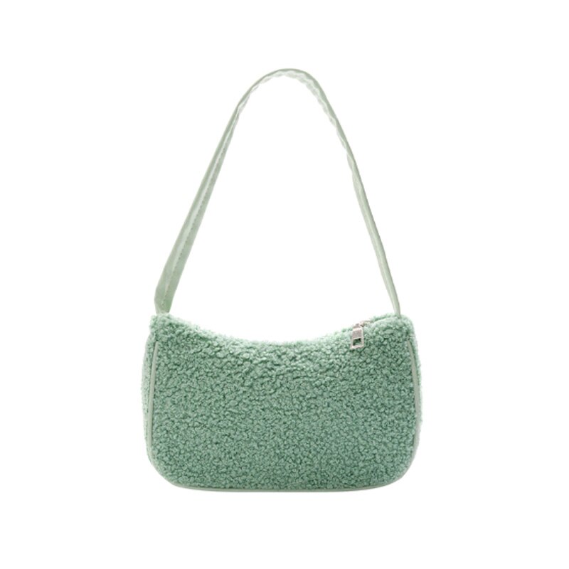 Neue Herbst Winter Weibliche Platz Tote Pelz tasche Wolle frauen Handtasche Damen Unterarm Schulter Taschen: grün