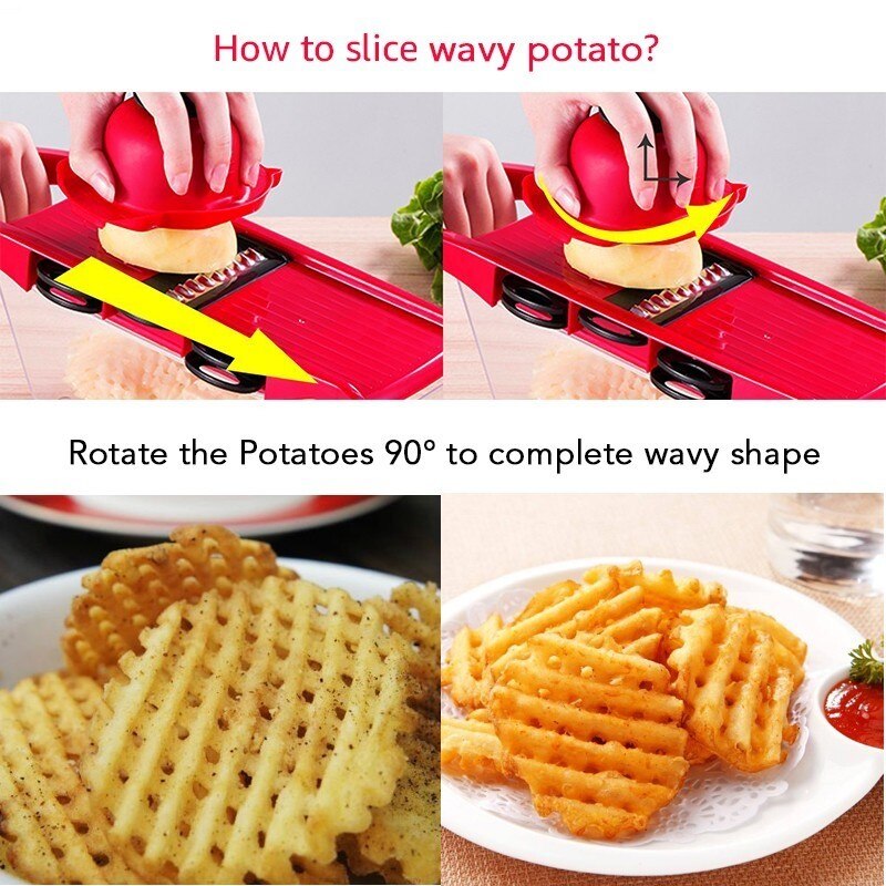 Grønnsakskjærer med stålblad mandoline skiver potetskiller gulrot ost rivjern vegetabilsk skiver kjøkken tilbehør verktøy