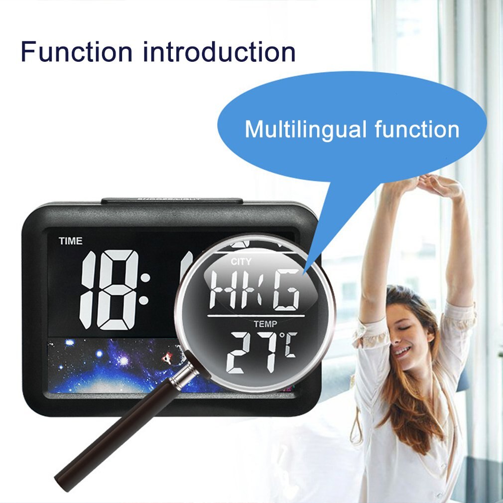 Universe print shell Color Screen Children's Electronic Clock Alarm Clock LCD Electronic Clock For Children