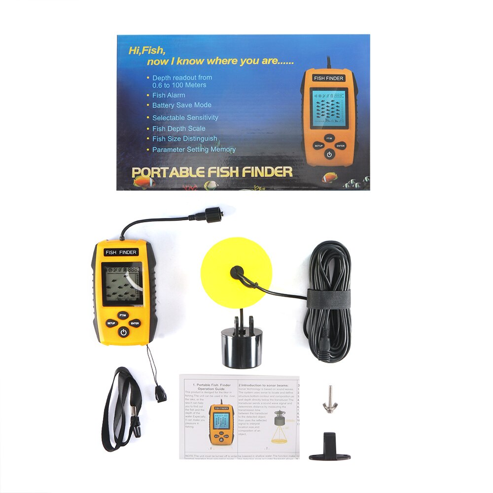 Wireless Fish Finder 0.6-100m Sonar Depth Sounder Alarm Ocean River Lake Water Depth Echo Sounder Fishing Finder Fish Finder
