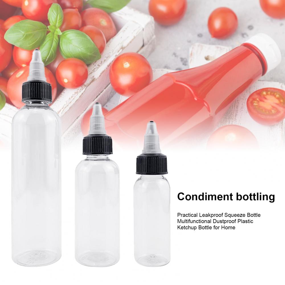 2Pcs Attractive Wide Application Reusable Sauce Bottle Multi-use Good Sealing Condiment Bottle for Sauce Bottle
