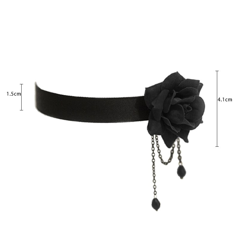 Collana da donna di moda collana da donna elegante in pizzo Vintage con motivo a rosa e catena gotica Lolita clavicola nera