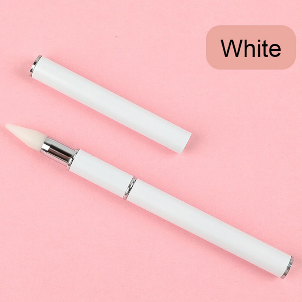 Pluma pulidora para uñas, lápiz para cera de uñas de doble punta, lápiz para cera, herramienta artística para manicura: white