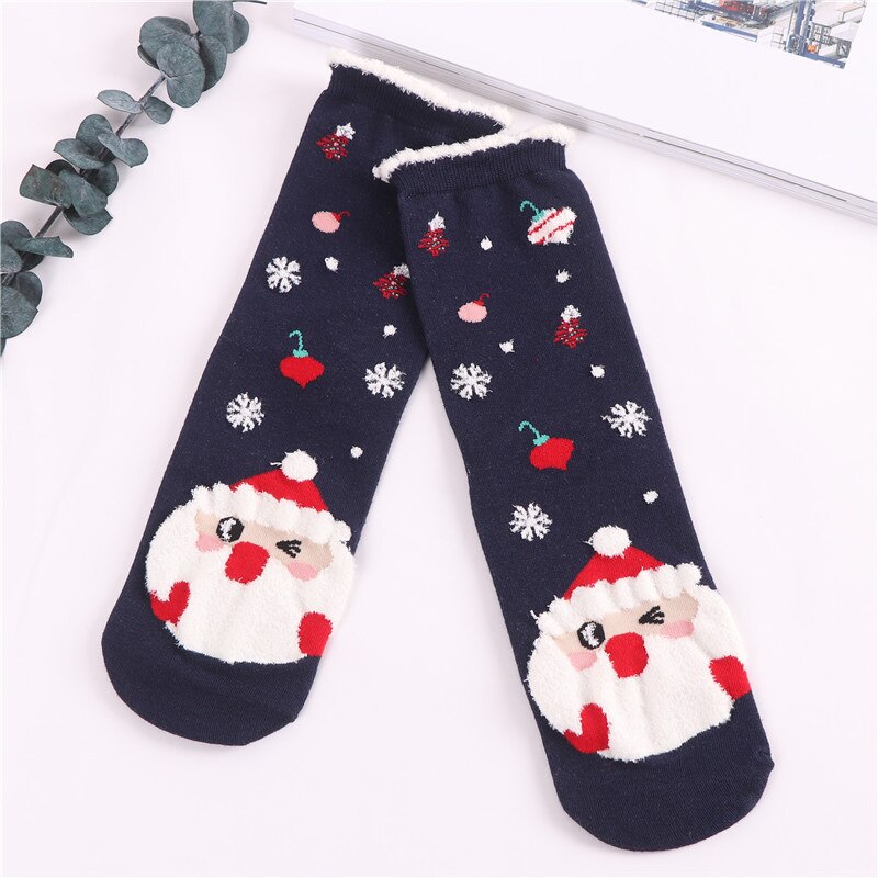 Women Socks Winter Warm Christmas Stereo Socks Cotton Cute Santa Claus Deer Socks Xmas Christmas Socks for girls: I
