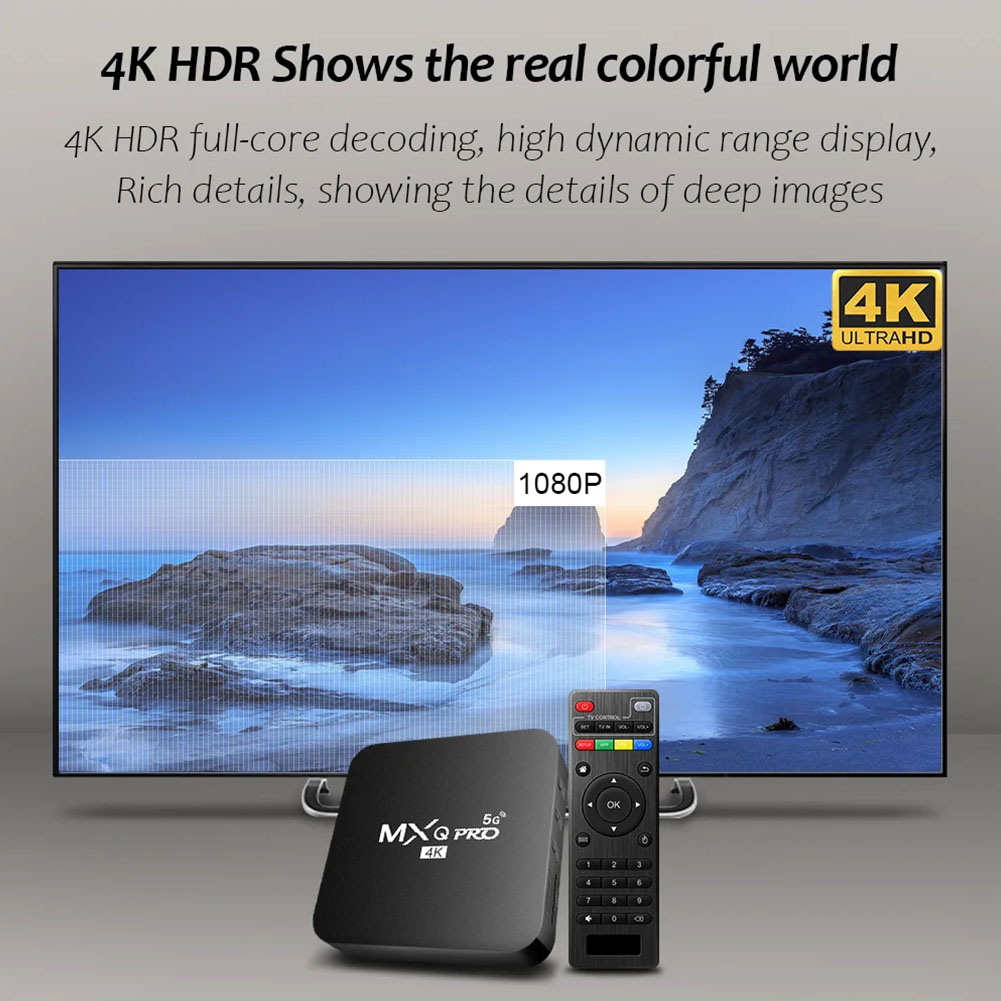 Android 12 Smart TV Box RK3228A Quad Core 2.4G e 5G Dual WiF Lettore video domestico Lettore multimediale TV 4K HD RAM 1GB ROM 8GB