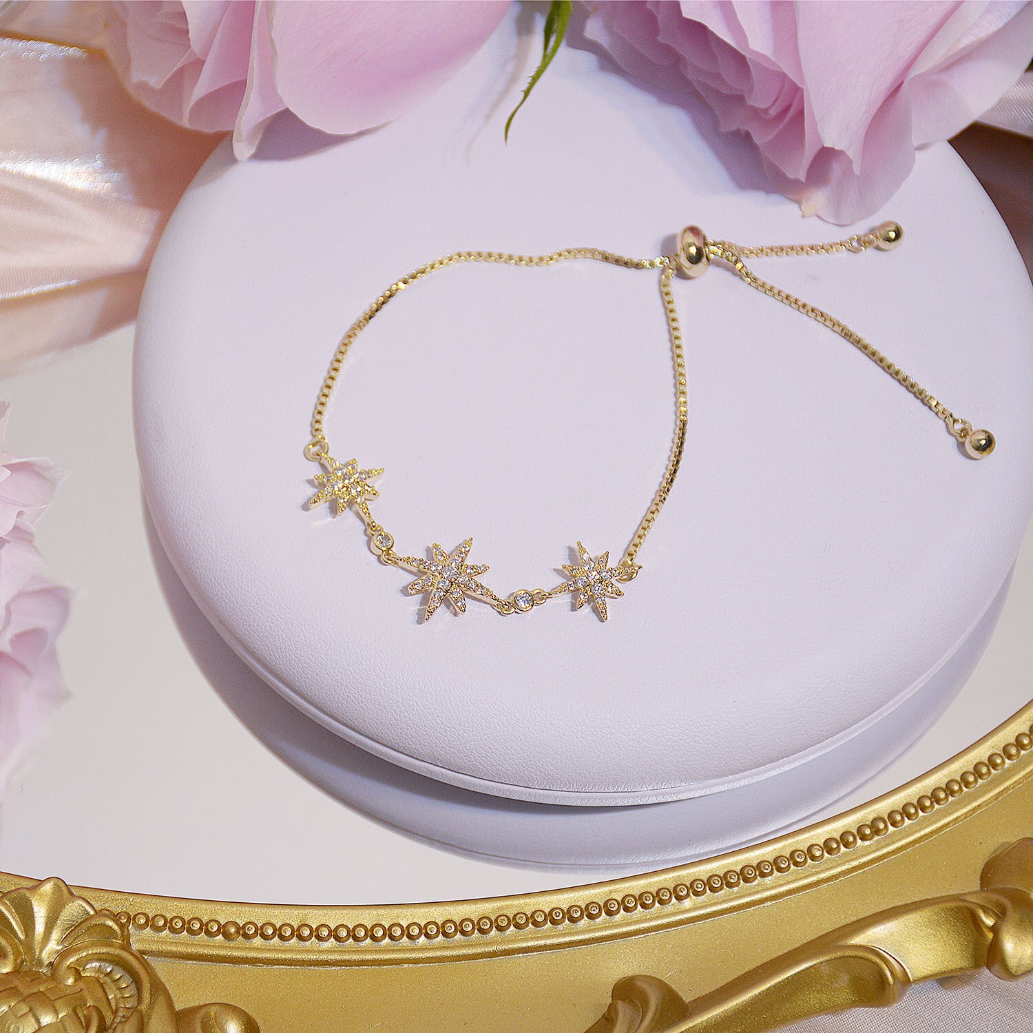 14k vergoldete, edle schmuckarmbänder mit zirkonia-sternen im mikro-fassung – luxusarmbänder für damen, ideal für partys und den alltag.: Default Title