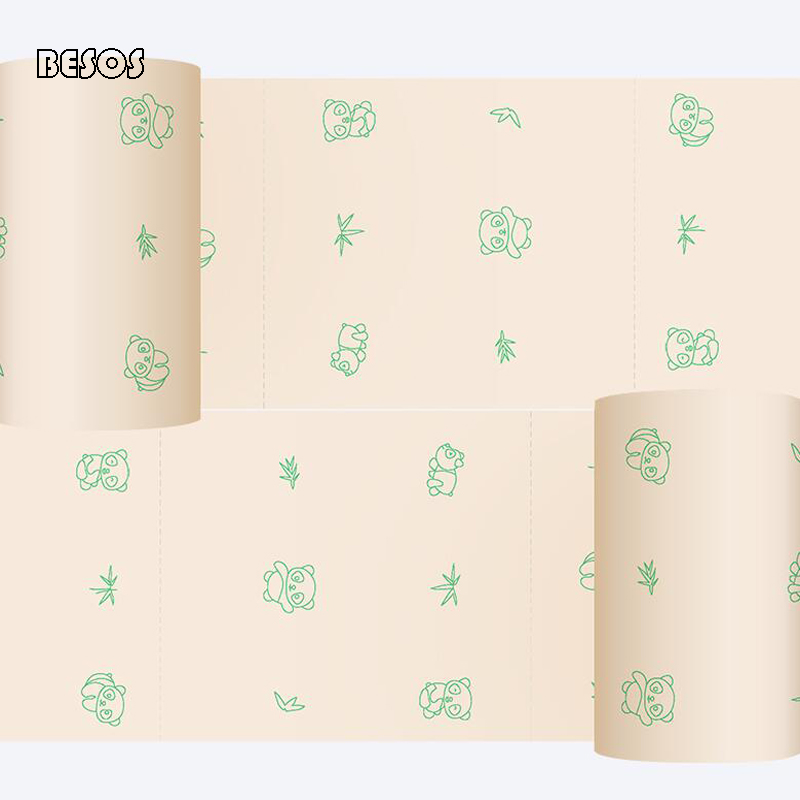 5 Layer Cartoon Super Absorberende Zachte Huidvriendelijke Panda Afdrukken Bamboe Pulp Core-Gratis Papier Bestseller Papier servet