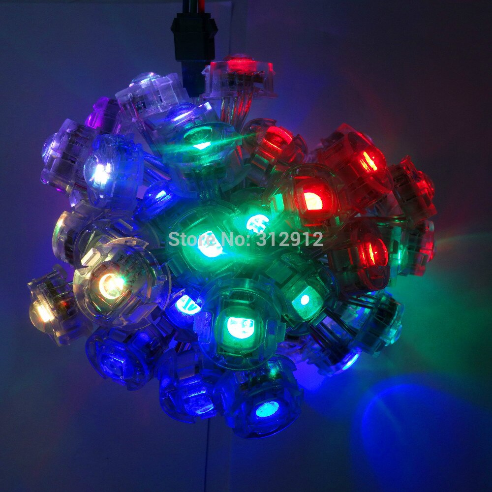 Dia-20mm 50 stks DC5V WS2811 5050 SMD pixel module; IP68 nominale; transparante draad; met len bedekt de led