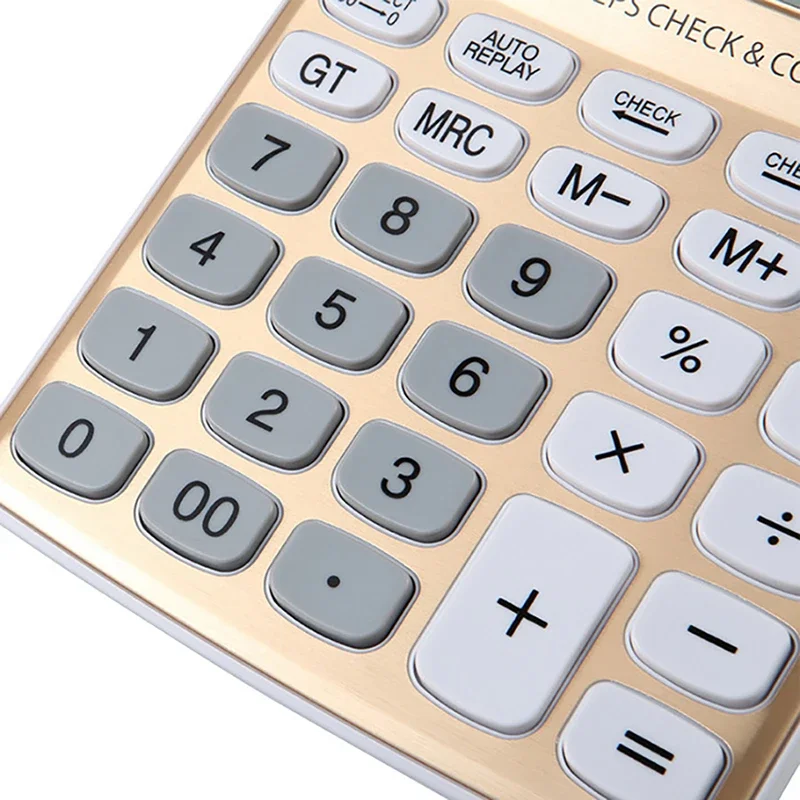 Gold 12 Digits Solar Calculator Dual Power Supply Office Commercial Electronic Calculator Student Exam Calculator Stationery