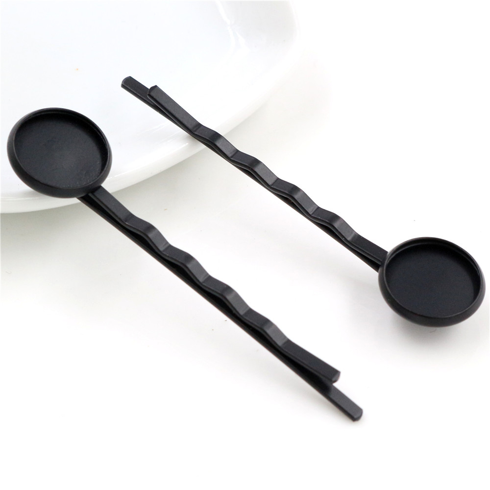 12mm 10pcs Classic 8 Colors Plated Copper Material Hairpin Hair Clips Hairpin Base Setting Cabochon Cameo: Yellow