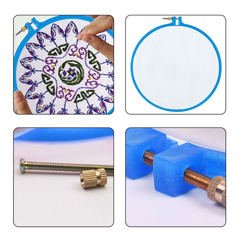LMDZ-Anillo de aro de bordado con marco de plástico, aro redondo para punto de cruz, costura a mano, herramienta de bricolaje, Color aleatorio, 1 ud.