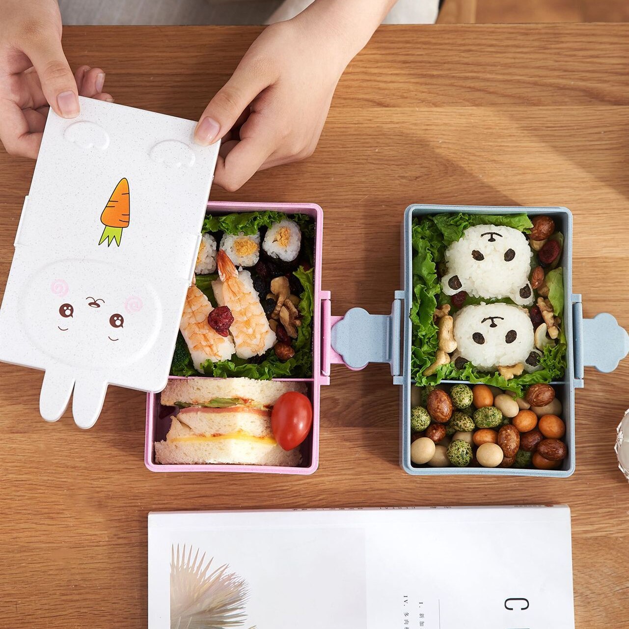 Cute Bento Lunch Box Kawaii for Kids School Children Japanese Style Kindergarten Baby Bread Sandwich Food Box Plastic