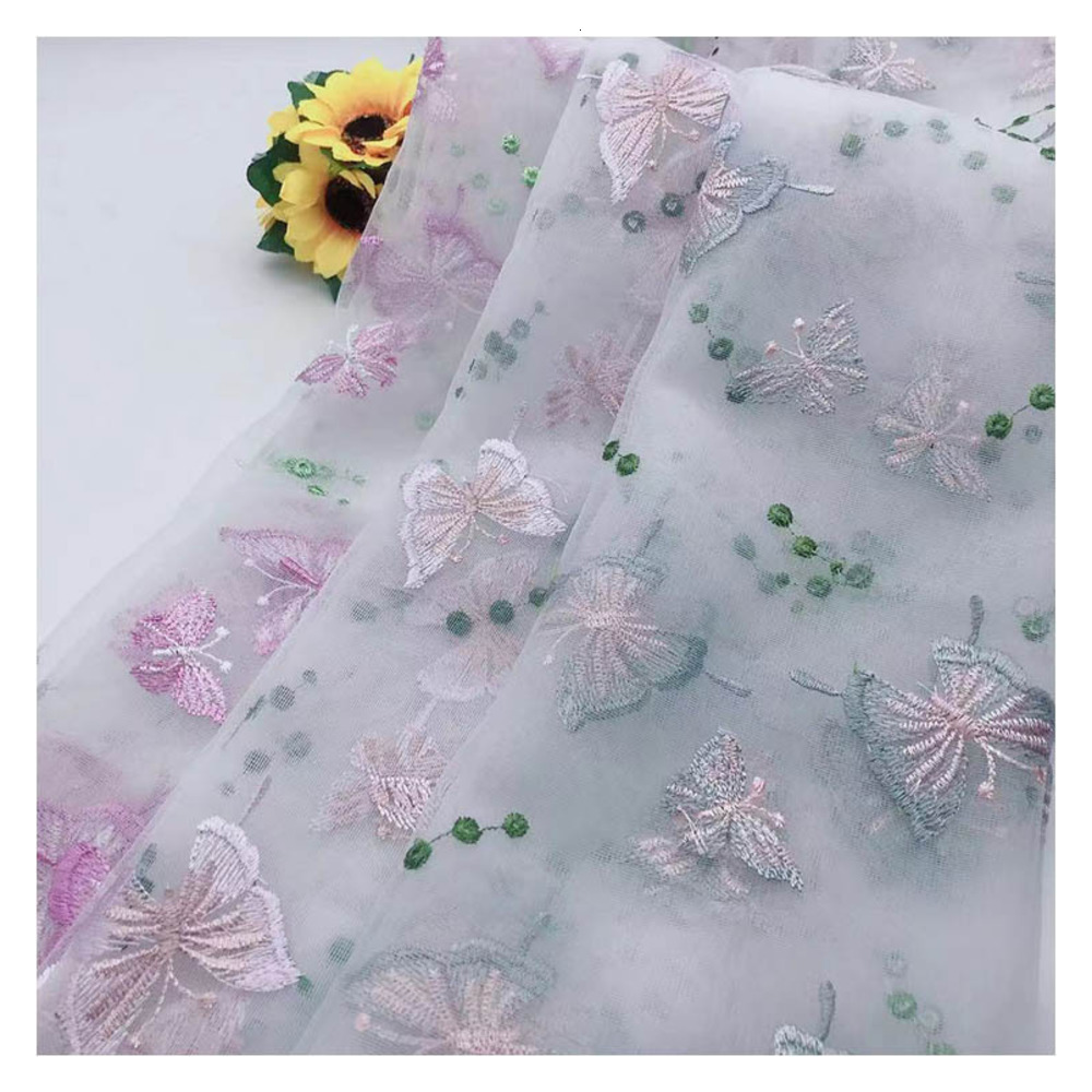 100 x130cm Bekleidung NäHenne Organza Stoff Kleid Vorhang Schmetterling Drucken Tuch DIY Chiffon Blume Spitze Hochzeit Kleid Chiffon Tuch