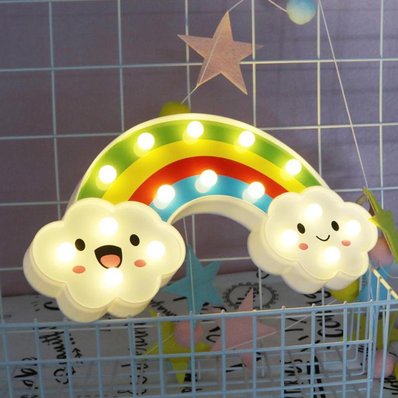 Cute Rainbow LED Night Light Home Kids Bedroom Indoor Lighting Decor Lamp Rainbow Decor Neon Lamps