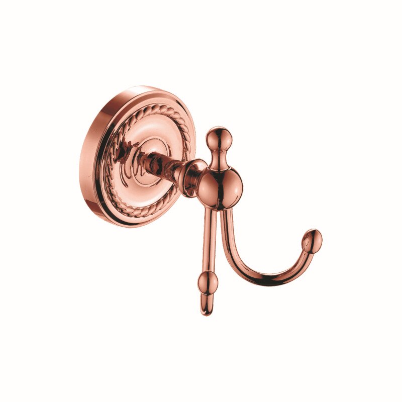 Toiletrolhouder Gepolijst Jas Haak 2 Pcs Antiek Rose Gold Brass Handdoekring Wall Mounted Robe Hook Badkamer Accessoires set