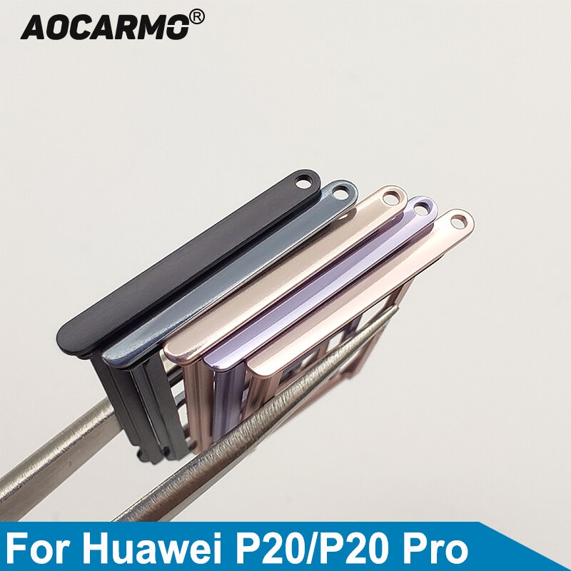 Aocarmo para Huawei P20 para Huawei P20 Pro Nano Metal bandeja de tarjeta Sim MicroSD recambio de soporte de ranura parte