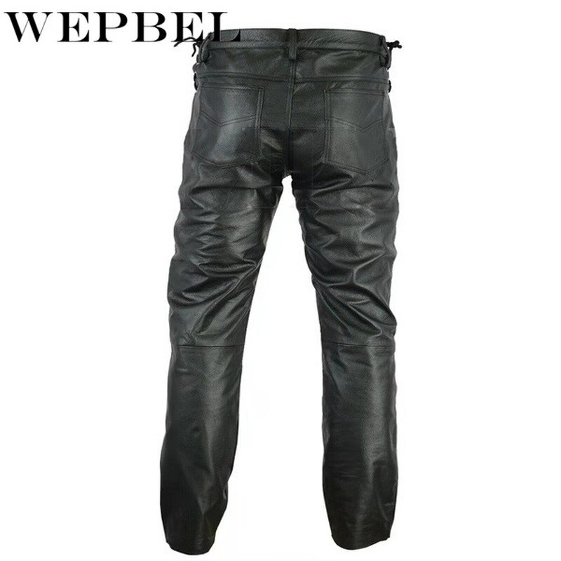 Wepbel herre goth steampunk pu skinnbukse motorsykkel stein rull slank legging bukser vår høst varme lange bukser pluss str.