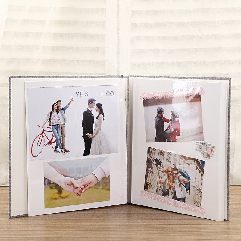Diy linnen fotoalbum plakfolie handgemaakt plakboek zelfklevend trouwalbum geheugenfoto-opslag minnaar s 20 pagina's