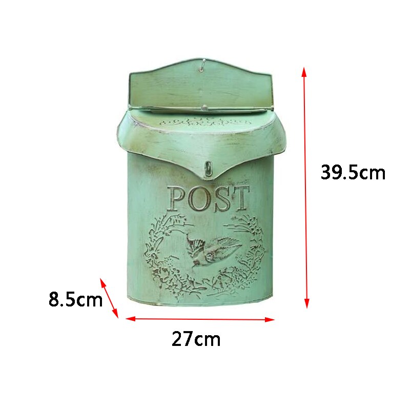 European style iron retro mailbox, sealed suggestion box, newspaper mailbox, Wedding Garden Decoration home mailbox post box: Green