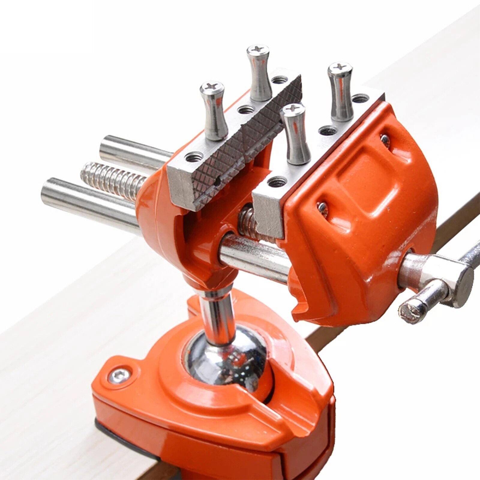 55mm Universal Table Vise 360 Degree Adjustable Aluminium Swivel Tabletop Clamp Vice Tilts Rotate Hand Fixed Tool Woodworking