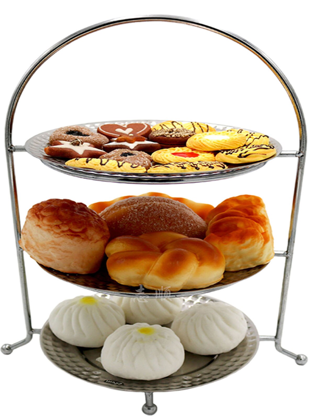 Msjo Three Layer Wrought Iron Cake Display Stands Stainless Steel Birthday Dessert Table Wedding Afternoon Tea Display Stands