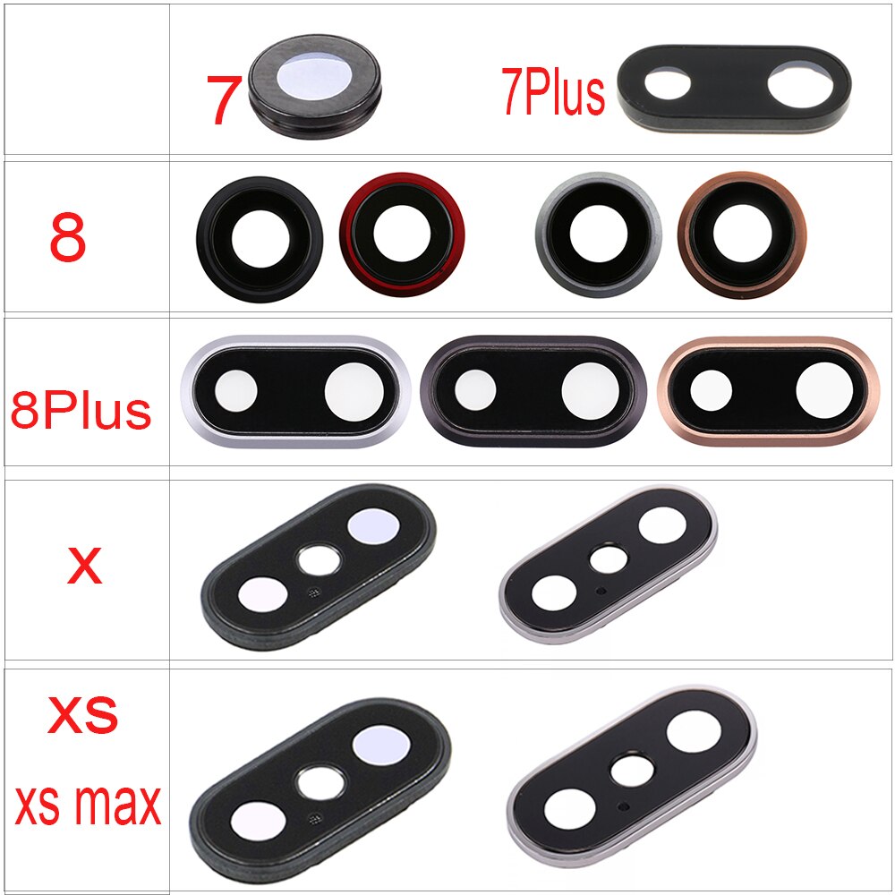 5pcs Zurück Hinten Kamera Objektiv Glas Ring Abdeckung Mit Rahmen Halter Für iPhone X XS Max 7 8 Plus ersatz Teile