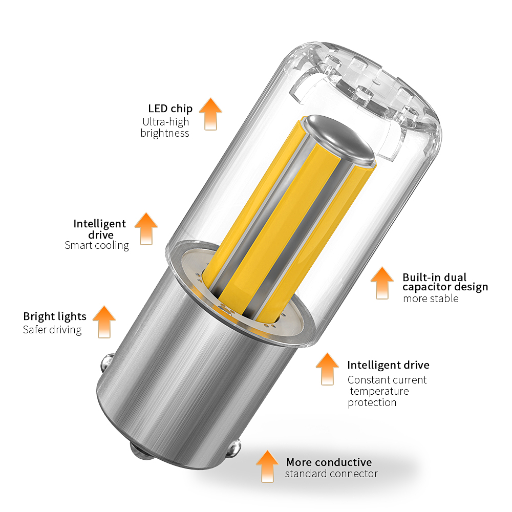 1156 1157 bombilla Led BA15S BAY15D P21W P21/5W LED R5W R10W luces de señal de giro de coche lámpara de marcha atrás COB 12V automóvil blanco rojo amarillo