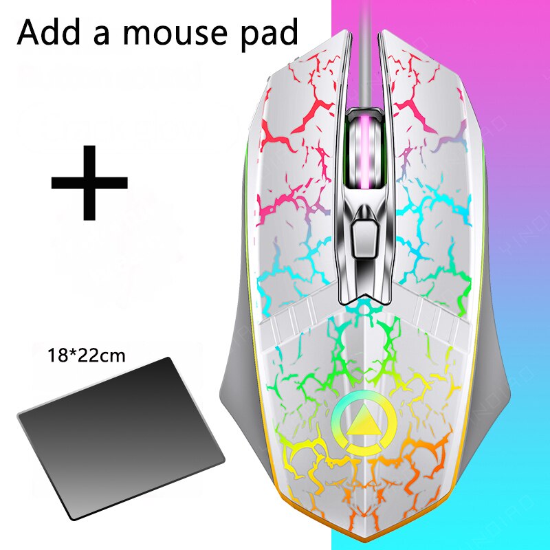 2021 Mouse cablato USB 2400 DPI ottico 6 pulsanti Mouse da gioco LED luce respiratoria 1.5M cavo Computer/Mouse da gioco per PC portatile: G11-wh-mouse-pad