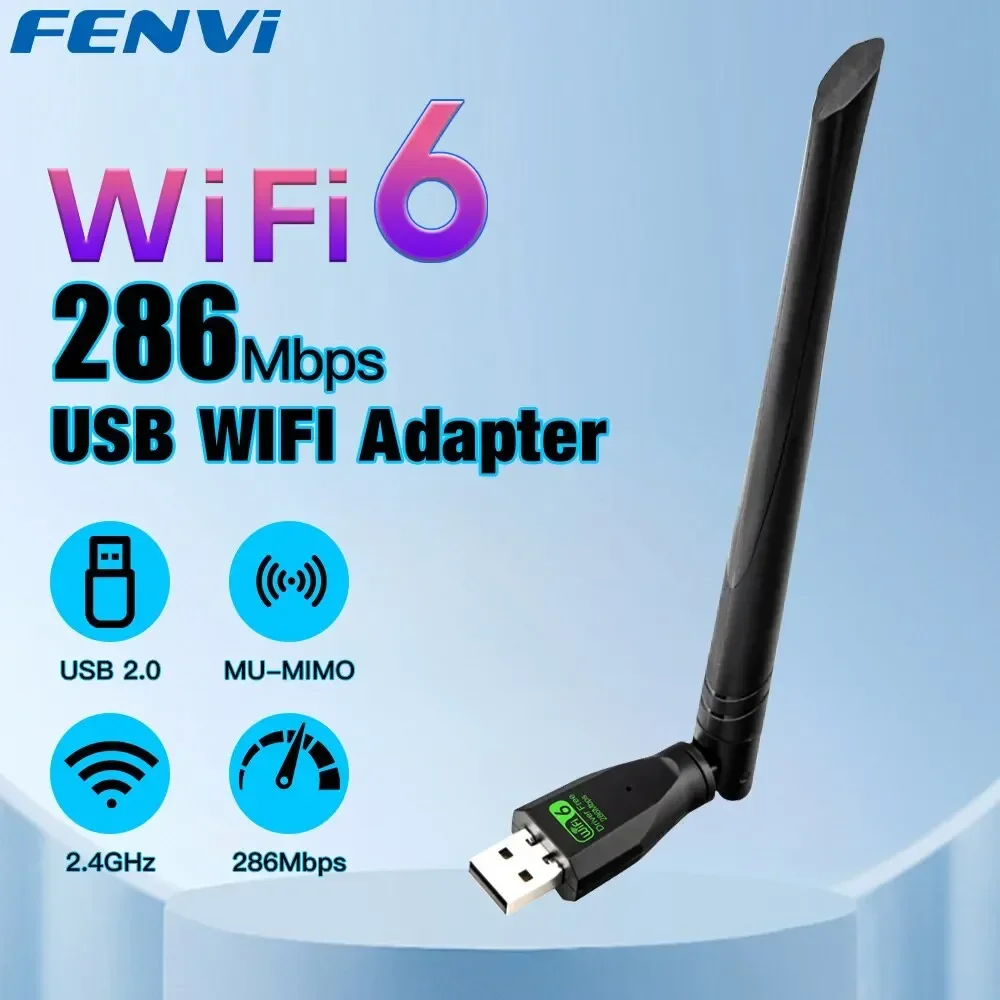 Adaptador usb wifi 6 ax286, dongle de placa de rede 2.4ghz 802.11ax, recepção de sinal de antena para laptop, windows 10/11, sem driver