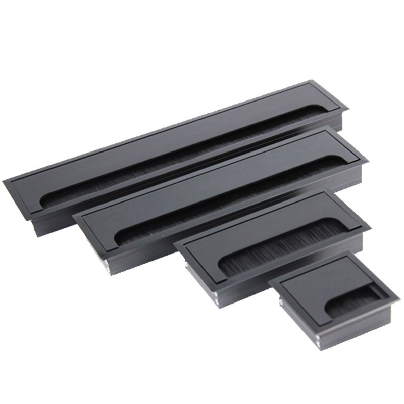 Aluminum Alloy Rectangular Desk Cable Grommets Wire Hole Cover Cable Outlet Port Surface Table Cable Hole Furniture Hardware