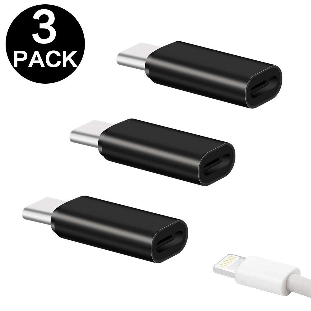 3PCS Metal Usb Type C To Lightning Adapter for Samsung Galaxy S9 S10 S20 Plus IPhone 11 Pro Max X 7 8 USBC To Ios Jack Converter: Black